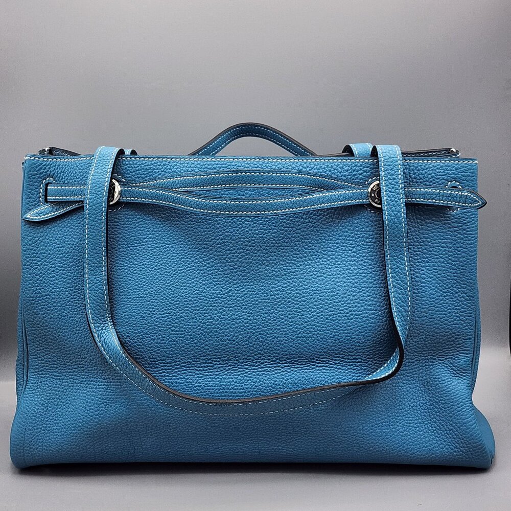 HERMES Cabana Tote Bag in Blue Jean Togo Leather